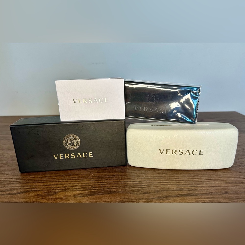 New Versace Eyeglasses Case, Cleaning Cloth, and Box
